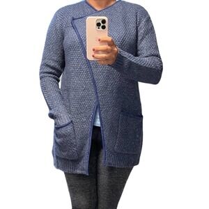 Logo Lori Goldstein Blue  Open‎ Cardigan with Button